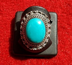 Bague Argent 925 & Turquoise - Taille 59 (en stock)  - Autres tailles sur commande (délai : 5 à 7 jours)  Prix :  60,00 €