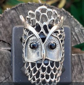 bague argent hibou onyx