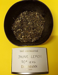 Thé Vert de chine JAUNE LEMON. Citronnelle, citron vert, citron doux, gingembre. 7,00 € les 100g