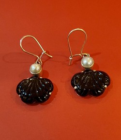 Bo argent Pierre onyx et nacre  prix 30,00 €