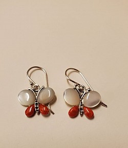 BO ARGENT. NACRE ET JASPE ROUGES PRIX : 25,00 €