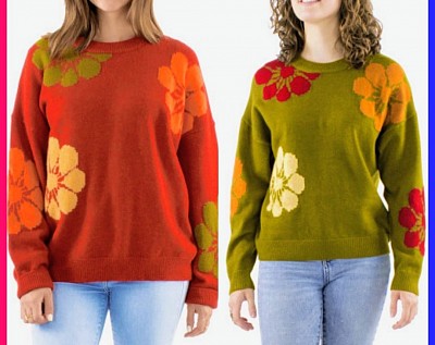 Ajoutez une touche de poésie à votre look avec ce pull en maille orné de motifs floraux. Sa coupe confortable et ses couleurs vibrantes en font un incontournable de saison. Disponible en deux coloris : - Orange profond avec fleurs jaune et rouge - Vert olive avec fleurs rouges et orangées Tailles : S, M, L, XL Prix : 35,00 € Composition : 64% acrylique, 26% polyester, 10% polyamide