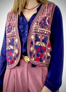 gilet coton brodé miroirs