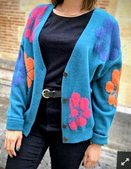veste maille florale ethnique