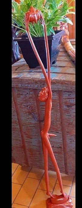 sculpture coco bois hibiscus
