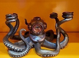 bougeoir pieuvre steampunk résine