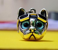 coiffé de lunettes d’aviateur, veille avec tendresse et malice. Ses grands yeux bleus semblent scruter l’invisible, entre ciel et mystère.