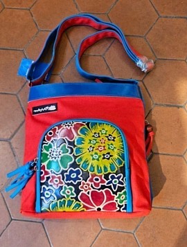 sac cuir buffle rouge bleu