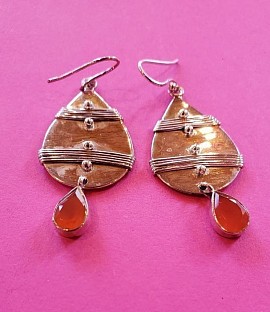 boucles argent cornaline naturelle pierre solaire