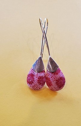 boucles argent résine colorée