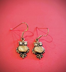 boucles argent hibou nacré