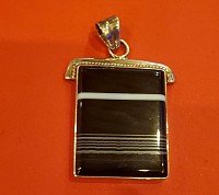 Agate image noire   Motifs naturels Argent 925