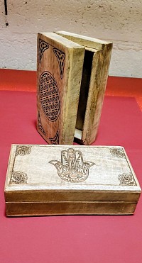 ​Boîte artisanale bois exotique  Main de Fatma & Fleur de Vie