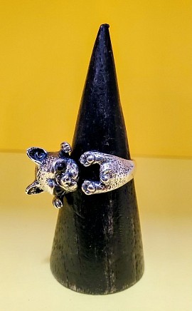 bague argent bouledogue chien