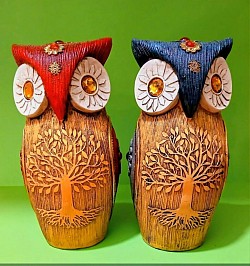 🦉 Hibou décoratif sculpté Arbre de Vie   détails travaillés et couleurs vibrantes.   📏 16 × 8 cm — 18,00 €